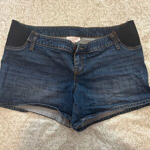 Maternity Dark Blue Denim Maternity Shorts